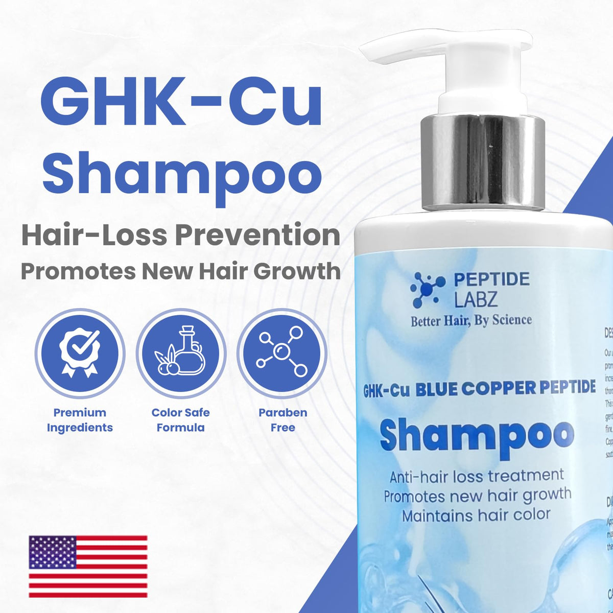 PeptideLabz Copper Peptide Shampoo lather signals gentle cleansing