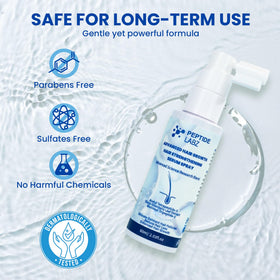 PeptideLabz scalp-application image shows targeted care for thinning areas