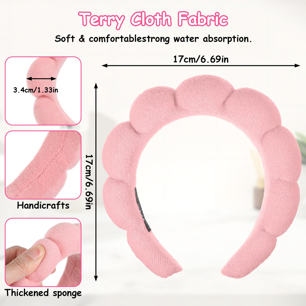 PercyEffie spa headband in absorbent terry fabric ideal for face washing.