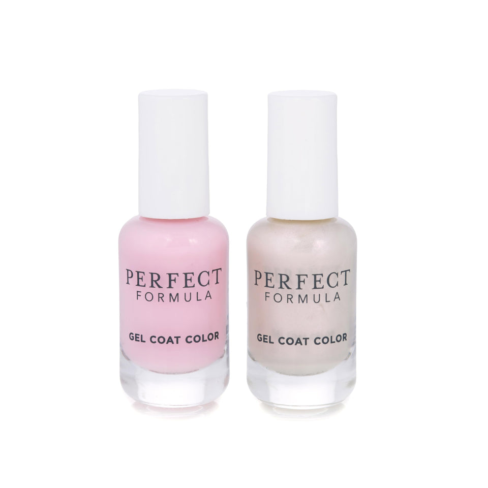 Perfect Formula Gel Coat Color Duo Fresh Pink bottle with glossy finish for natural nails.