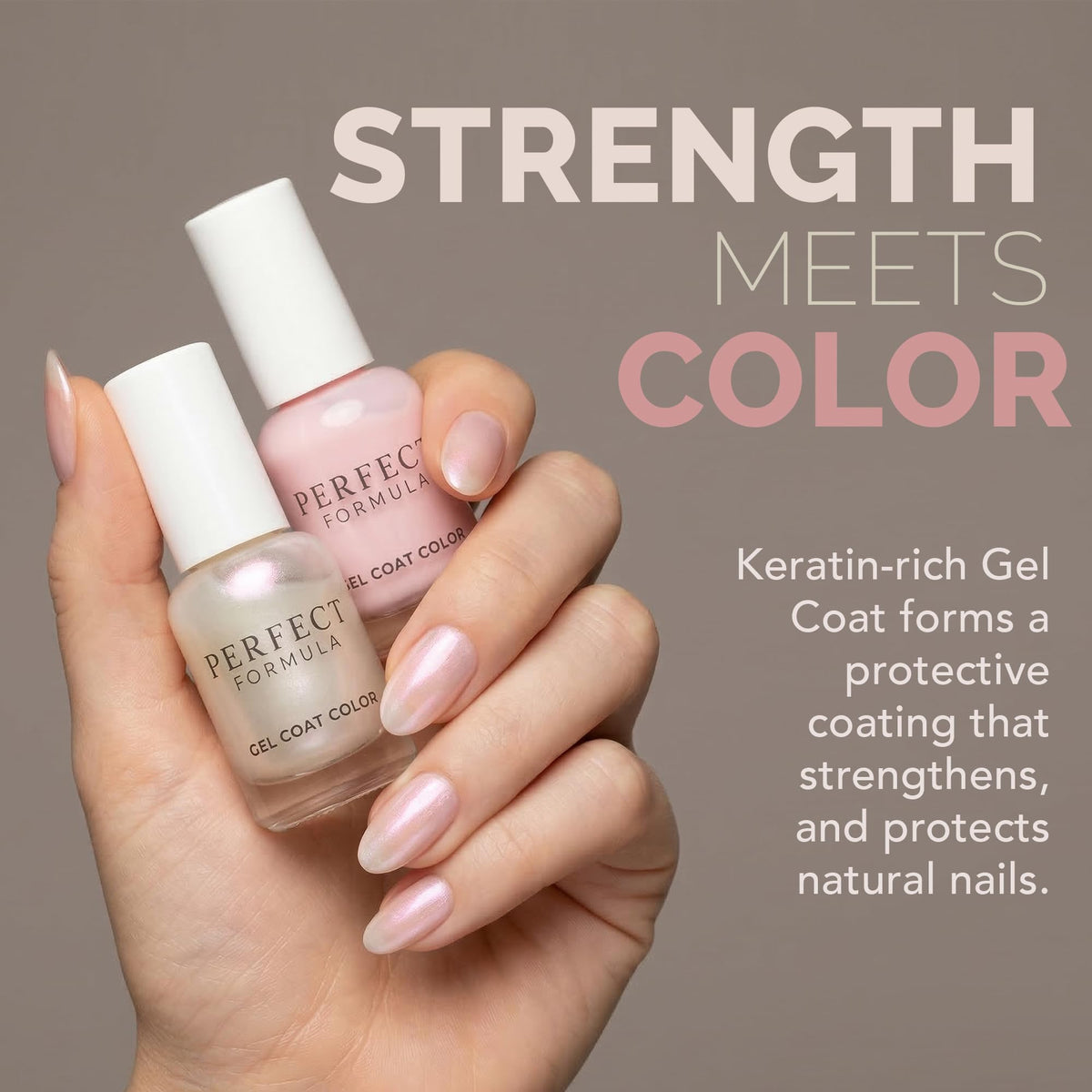 Gel coat finish close-up shows high shine on nails with Perfect Formula Color Duo.