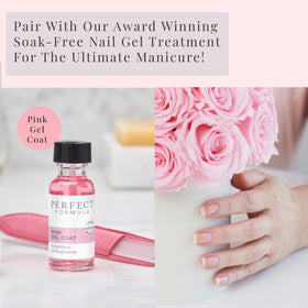 Perfect Formula glass nail file in use on natural nails, gentle filing