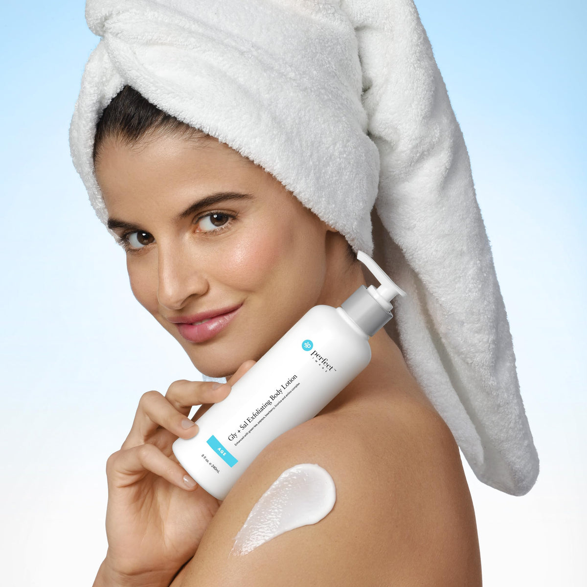 Perfect Image Gly + Sal Exfoliating Lotion green tea papaya ingredients; soothing feel.