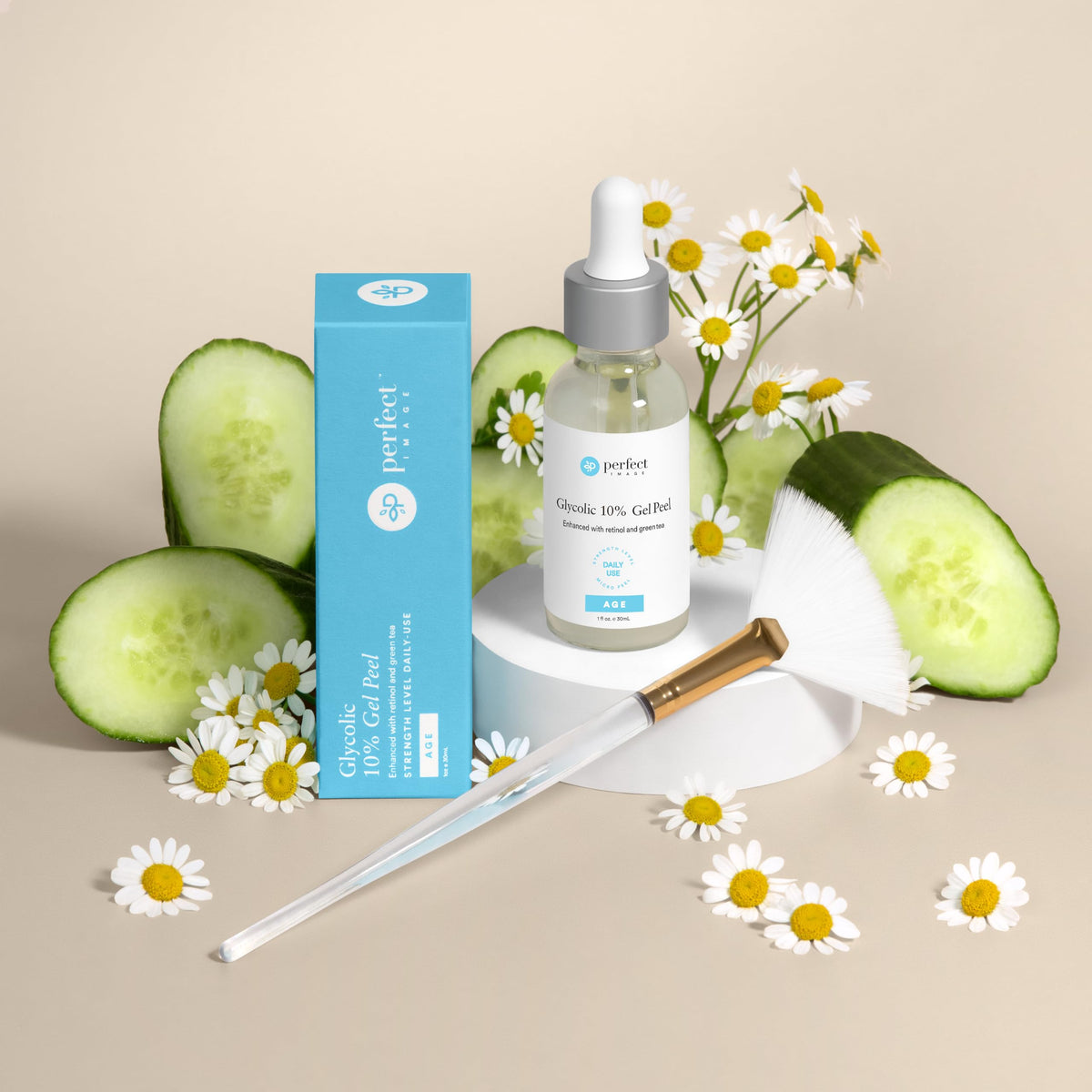Perfect Image Glycolic Gel Peel in action exfoliating the complexion