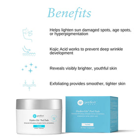 Perfect Image Hydro-Glo Peel Pads ingredients list and antioxidant components for skin health.