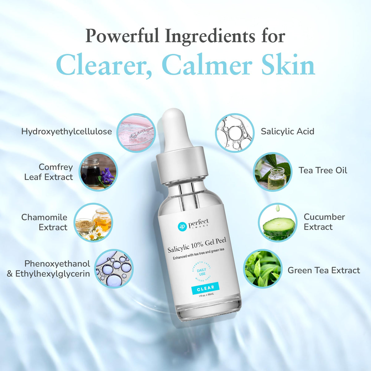 Botanical extracts in Perfect Image Salicylic 10% Gel Peel with tea tree and green tea