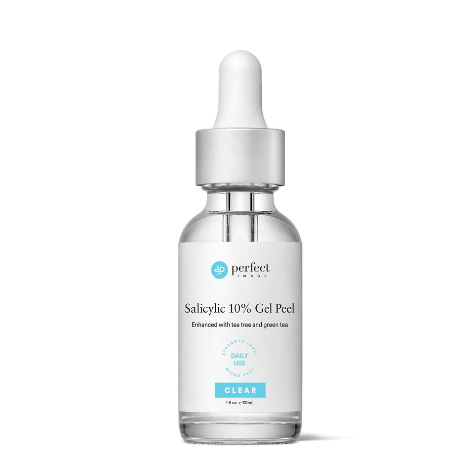 Perfect Image Salicylic 10% Gel Peel bottle closeup for pore-clearing benefits