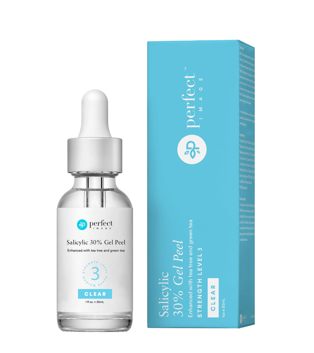 Perfect Image Salicylic Gel Peel bottle shows 30% strength for clearer pores.