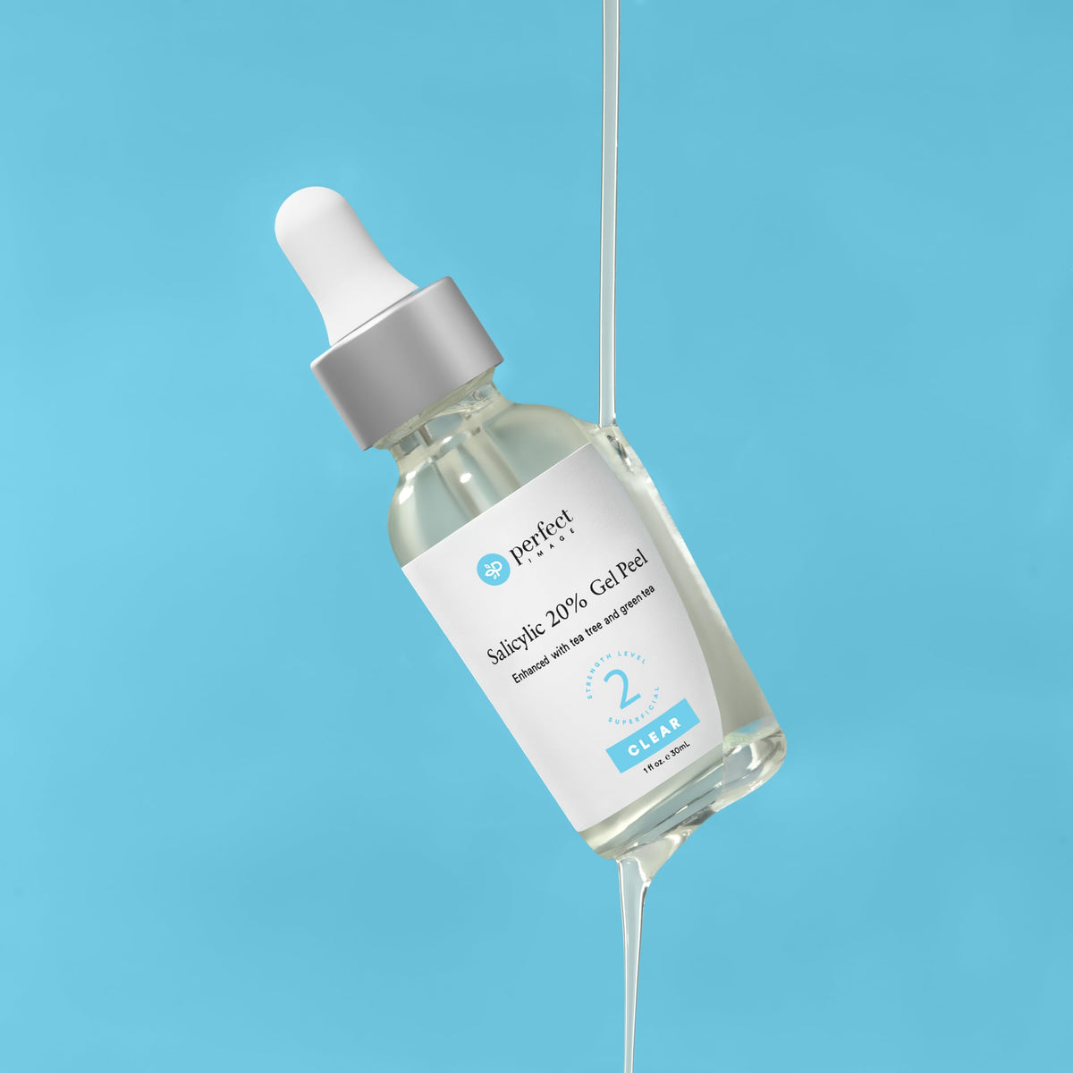 Perfect Image Salicylic Gel Peel applied on cheek for gentle exfoliation.