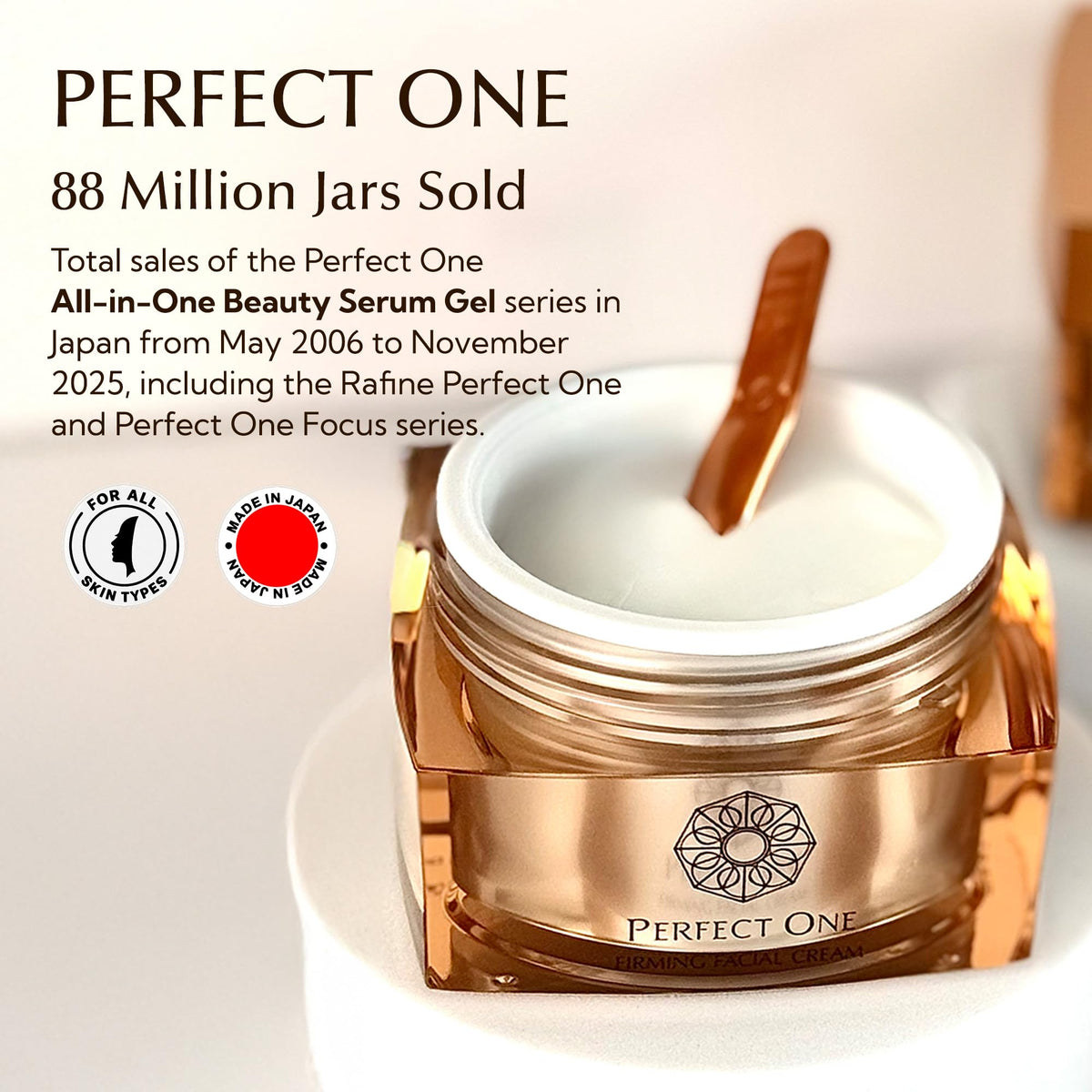 Hydrated glow after applying Perfect One cream for refreshed skin.