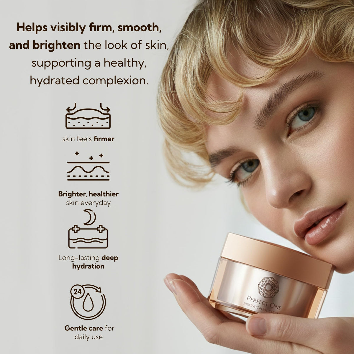 Silky, non-greasy texture of Perfect One cream for daily use.