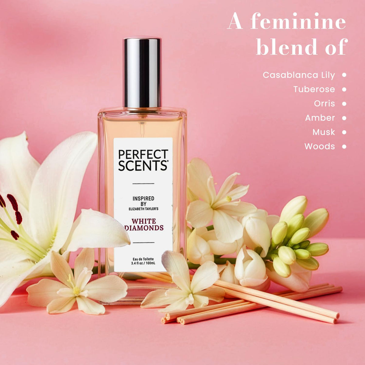 Perfect Scents elegant sprayer detail, smooth mist for a confident scent trail.