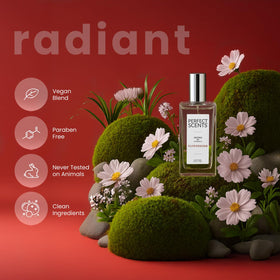 Perfect Scents spray-action image suggests effortless touch-ups on the go.