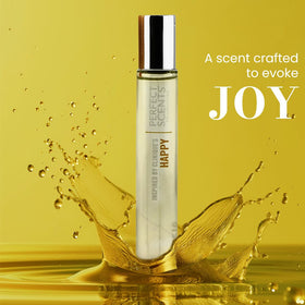 Perfect Scents Happy-inspired fragrance bottle close-up highlighting vibrant citrus notes.