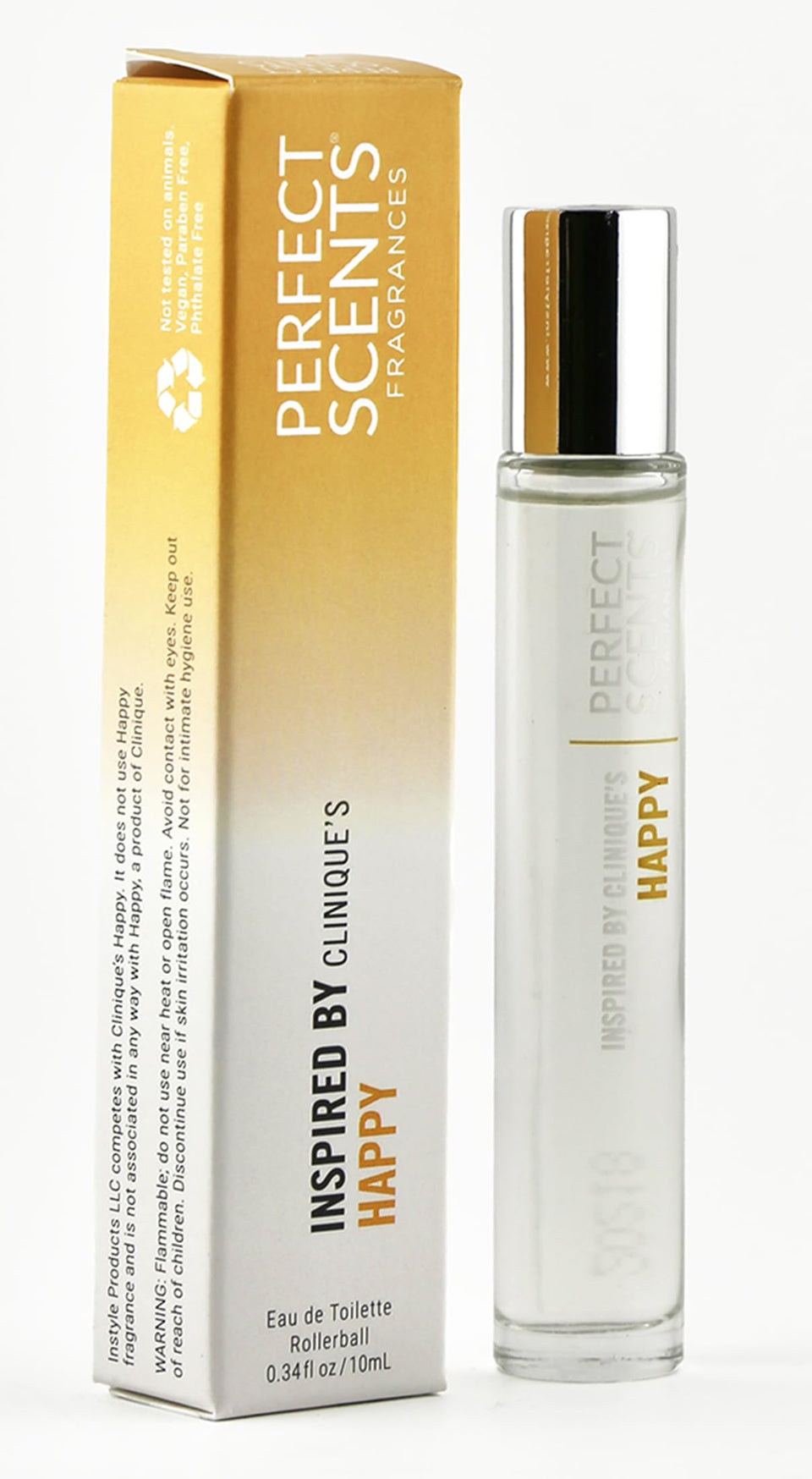 Perfect Scents Happy-inspired rollerball bottle for on-the-go fragrance.