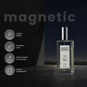 Perfect Scents sea salt note evokes coastal freshness on a sleek bottle.