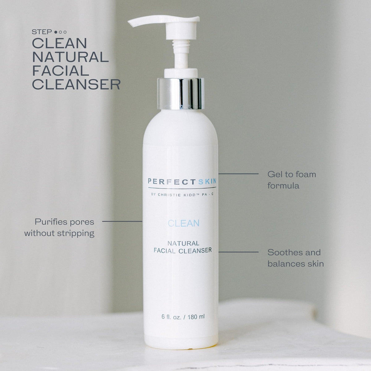Perfect Skin by Christie Kidd face wash being massaged into skin.