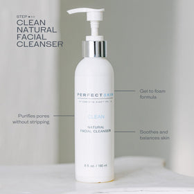 Perfect Skin by Christie Kidd face wash being massaged into skin.