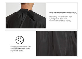 PERFEHAIR anti-static cape designed for smooth cuts and reduced static cling.