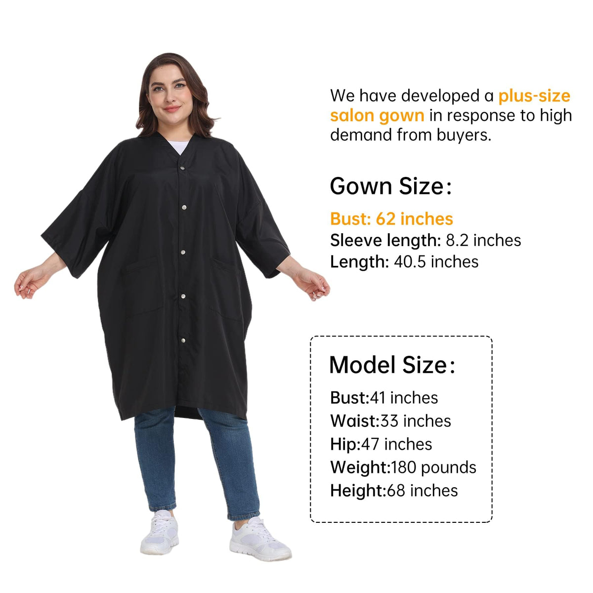 PERFEHAIR anti-static, water-repellent fabric keeps clothes clean during styling and washing.