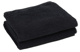 PERFEHAIR black salon towel 2-pack close-up, soft weave and absorbent performance.