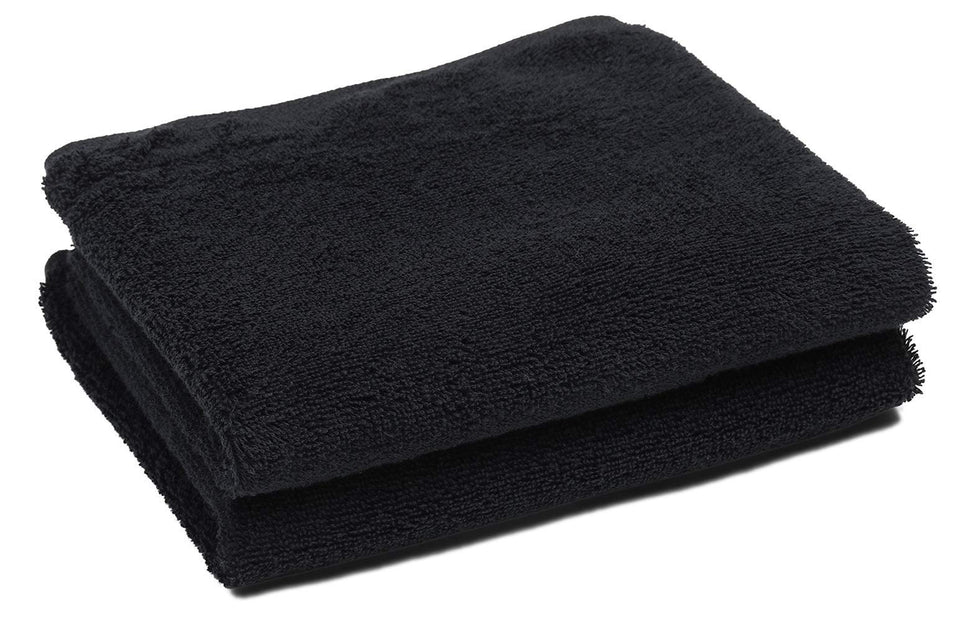 PERFEHAIR black salon towel 2-pack close-up, soft weave and absorbent performance.