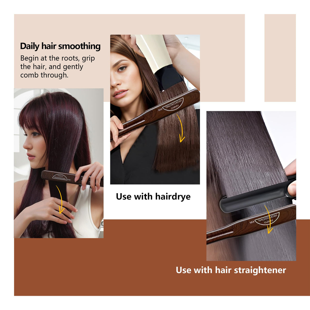 PERFEHAIR Boar Bristle Clamp close-up highlighting gentle grip and oil distribution.