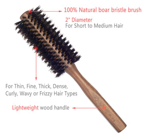 PERFEHAIR boar bristle round brush in use creating volume.