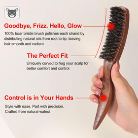 PERFEHAIR Dense boar bristles boost oil distribution for shine.