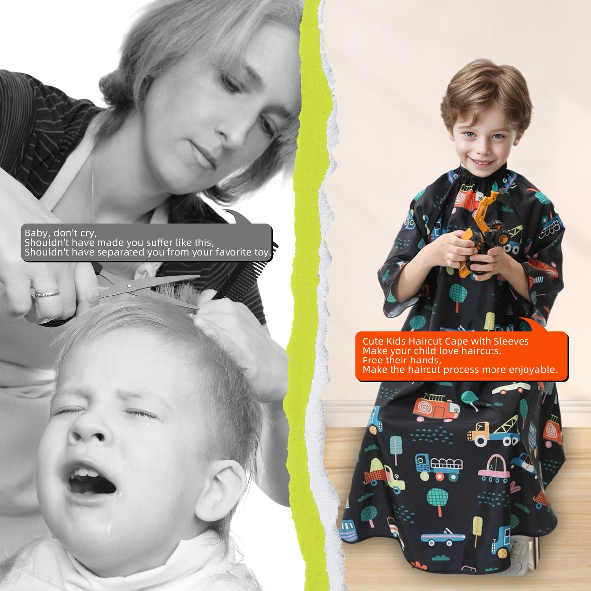 PERFEHAIR Kids Cape with Adjustable Neck Collar ensures a snug, comfortable fit