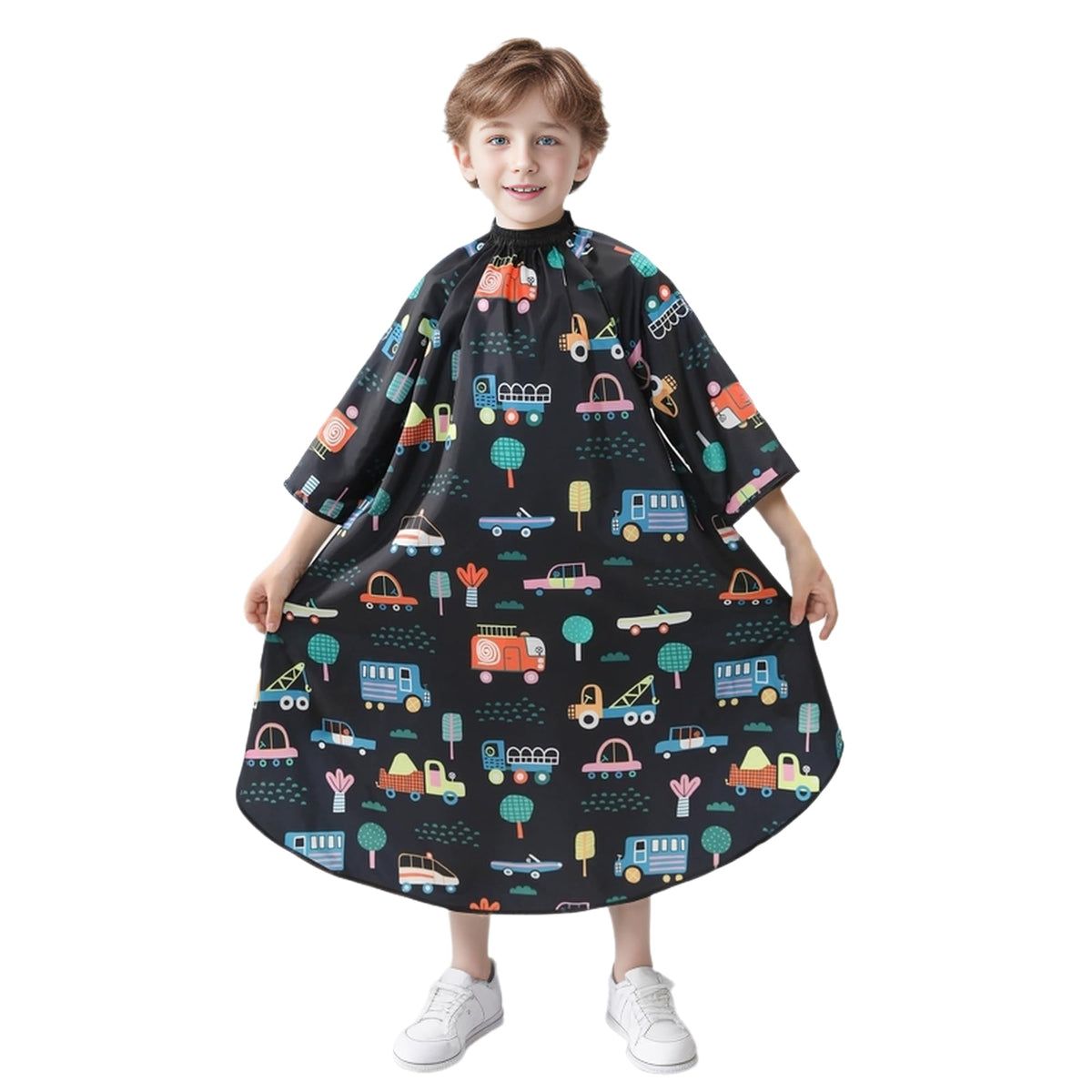 PERFEHAIR Kids Haircut Cape with Cars Print keeps clothes clean during at-home trims