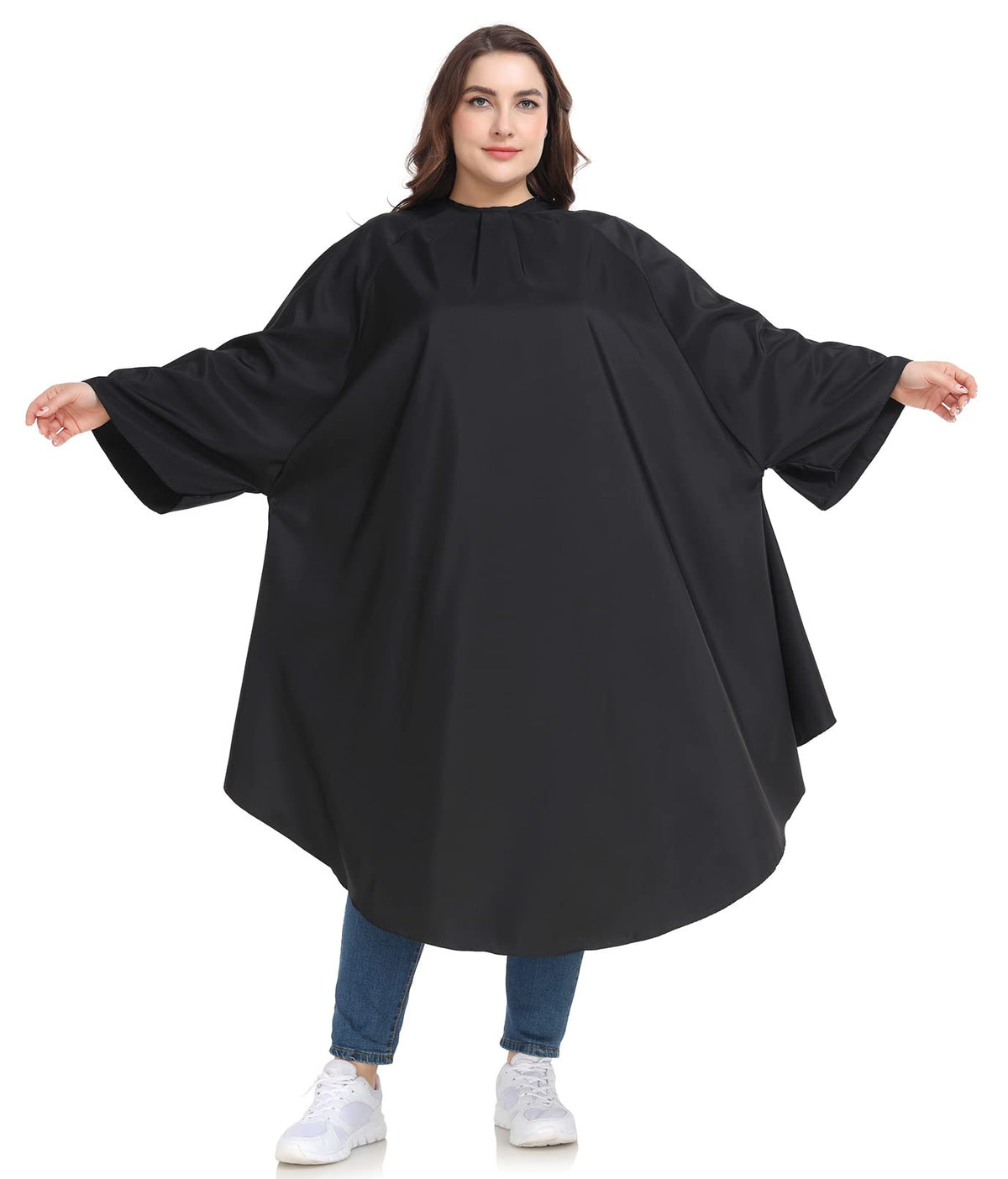 PERFEHAIR cape with sleeves, front view showing full coverage for adults