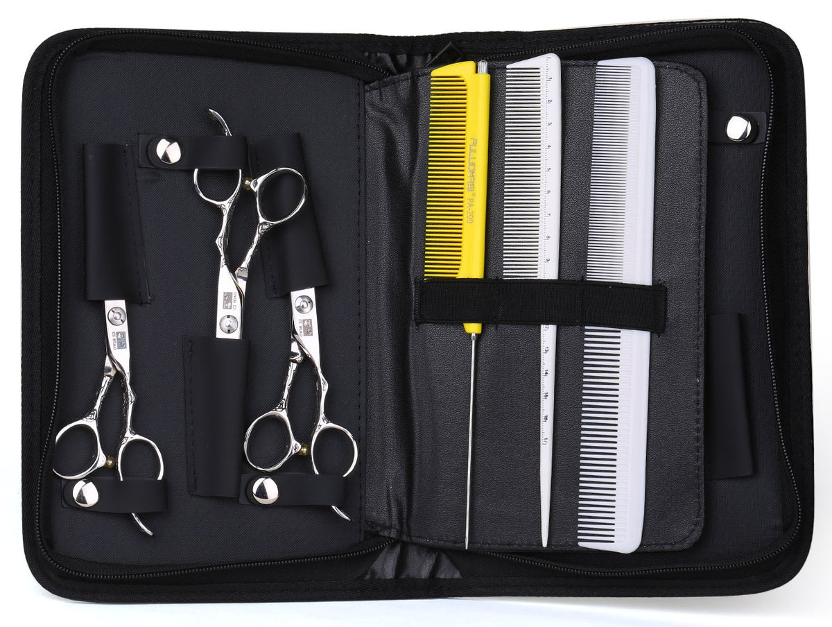 PERFEHAIR large-capacity pouch holds six shears and six combs securely.