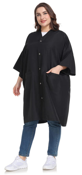 PERFEHAIR salon client gown cape plus size fit for comfortable coverage during color, cut or wash.