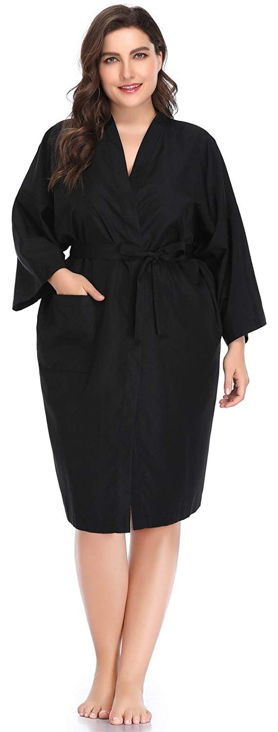 PERFEHAIR Salon Robes Smock Black front view shows full coverage for clients.