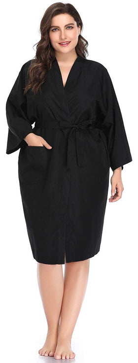 PERFEHAIR Salon Robes Smock Black front view shows full coverage for clients.