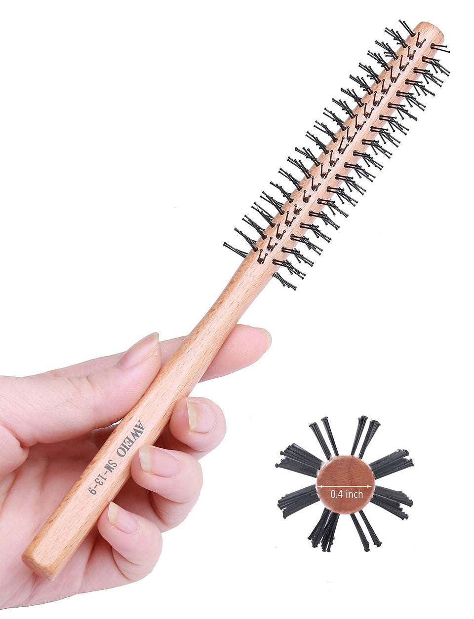PERFEHAIR small round brush for short hair showing 1-inch barrel for lift