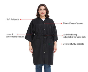 PERFEHAIR gown cape with five snap closures and adjustable waist for secure wear.