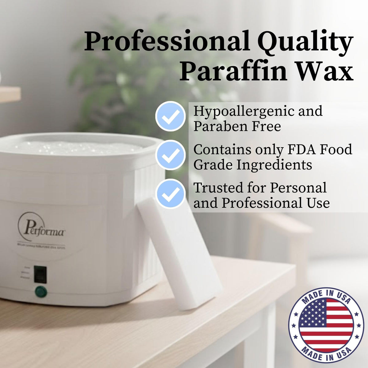 Performa lavender paraffin wax for hands, calming aroma during care routine.