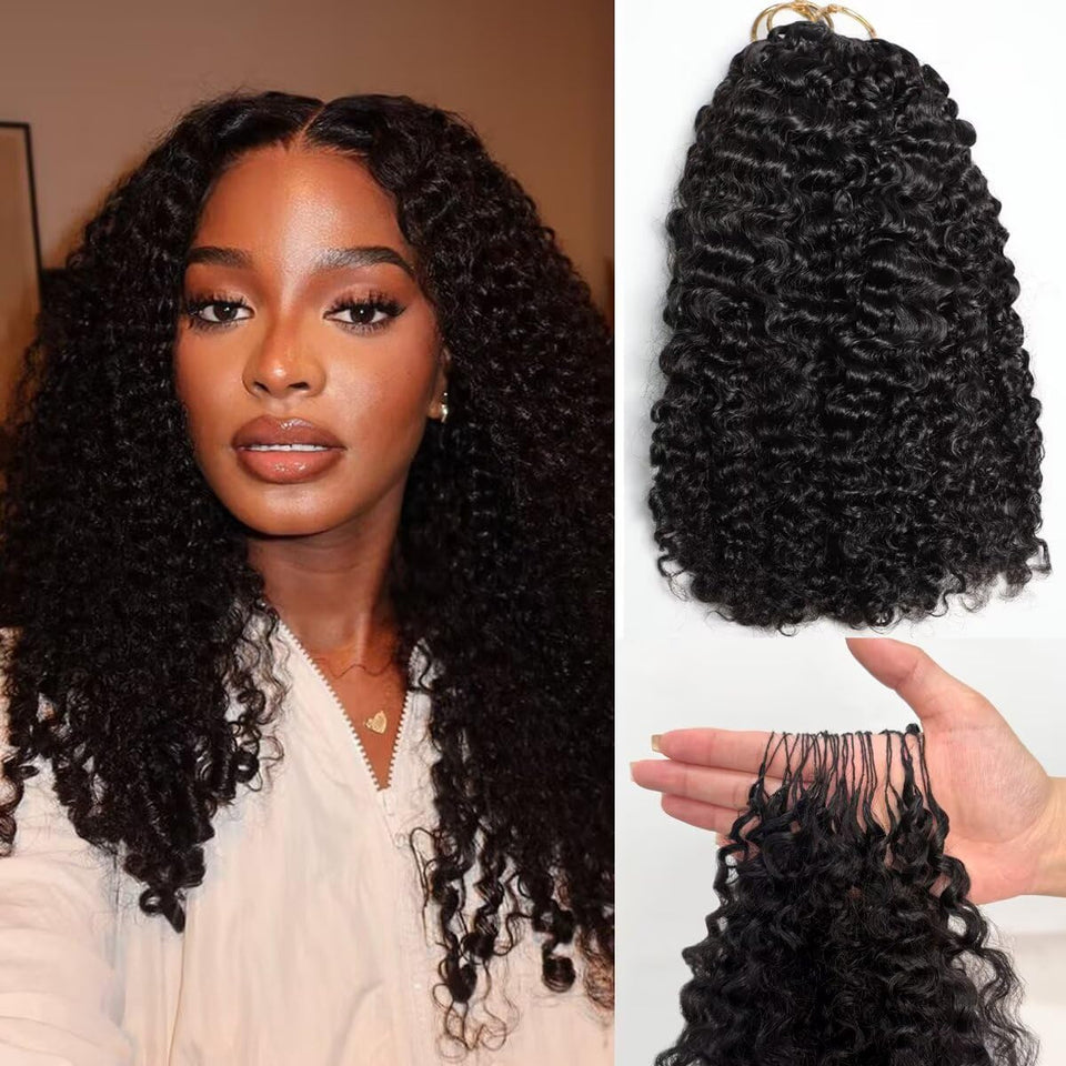 PERISMODA Feather Crochet Hair 14-inch Burmese curly with defined curls and natural shine.