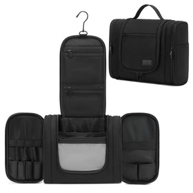 Perlvin Alinne hanging toiletry bag with metal hook for easy access.