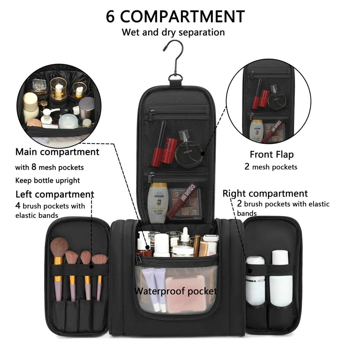 Perlvin Alinne large travel makeup organizer stores full-size cosmetics.