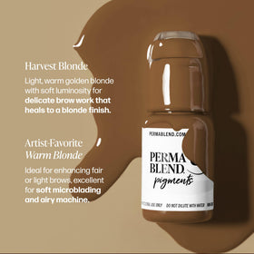 Perma Blend Harvest Blonde bottle cap closeup highlights premium vegan ink.