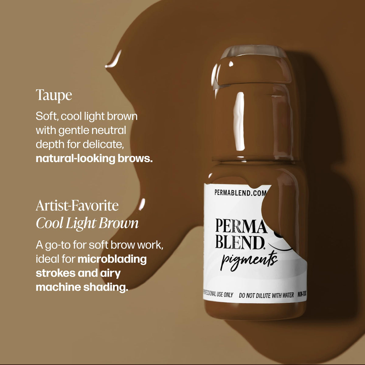 Perma Blend Taupe ink droplets show even dispersion for precise lines.