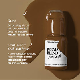 Perma Blend Taupe ink droplets show even dispersion for precise lines.