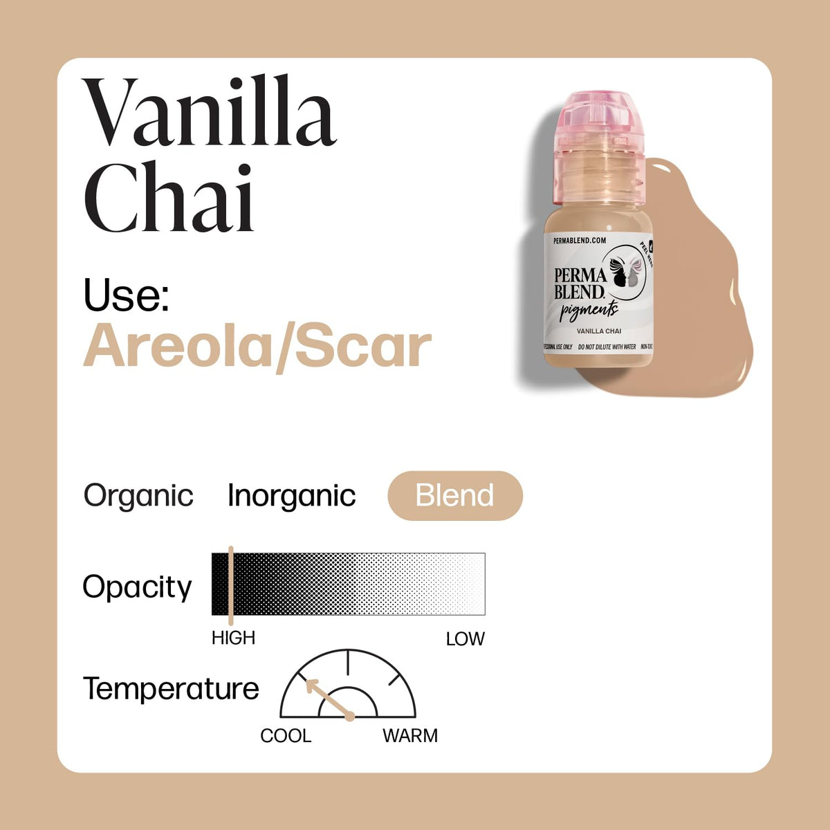 Packaging of Perma Blend Vanilla Chai vegan cosmetic ink for cruelty-free use