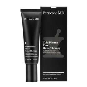 Perricone MD Cold Plasma Plus+ Hand Therapy cream texture swirl emphasizing rich nourishment.