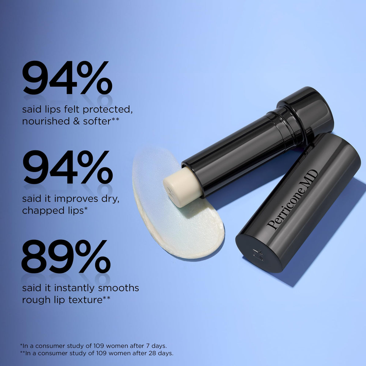 Perricone MD lip-therapy application demonstrates easy, precise coverage with sunscreen protection.