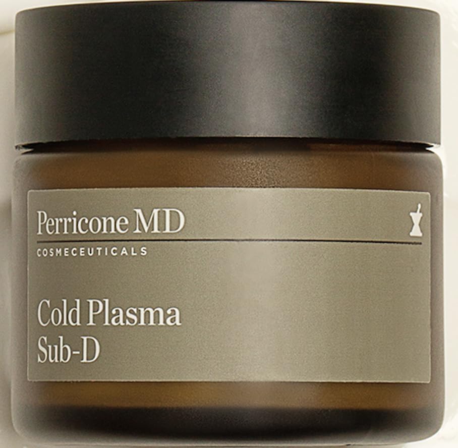 Perricone MD Cold Plasma Sub D bottle closeup with cooling gel texture for neck use.