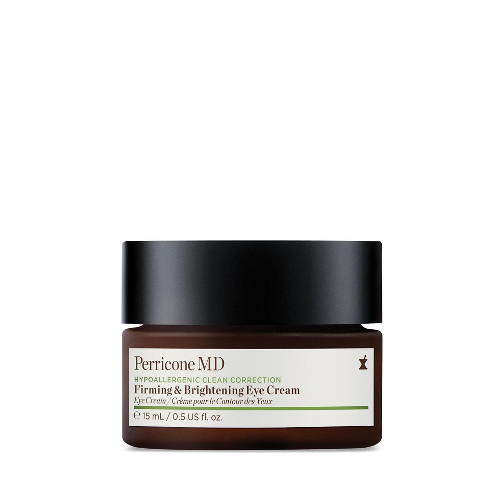 Perricone MD hypoallergenic eye cream bottle highlighting gentle hydration for delicate under-eye skin.
